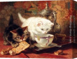 Henriette Canvas Paintings - High Tea by Henriette Ronner-Knip