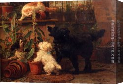 Henriette Canvas Paintings - In The Greenhouse by Henriette Ronner-Knip