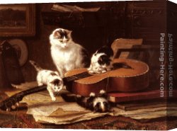 Henriette Canvas Paintings - Oefeningen Op De Gitaar by Henriette Ronner-Knip