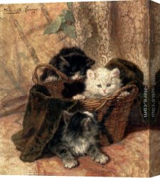 Henriette Canvas Paintings - Playtime by Henriette Ronner-Knip