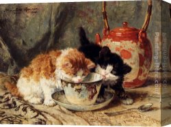 A Peaceful Time Canvas Paintings - Tea Time by Henriette Ronner-Knip
