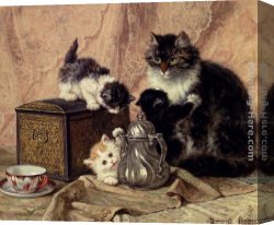 Henriette Canvas Paintings - Teatime For Kittens by Henriette Ronner-Knip