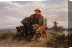 The Sledge Ride Canvas Paintings - The Afternoon Ride by Henriette Ronner-Knip