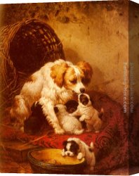 Henriette Canvas Paintings - The Happy Family by Henriette Ronner-Knip