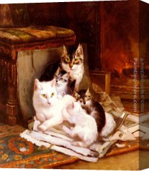 Henriette Canvas Paintings - The Happy Litter by Henriette Ronner-Knip