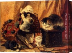 Henriette Canvas Paintings - The Turned Over Waste-paper Basket by Henriette Ronner-Knip