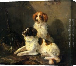 A Spaniel And a Pug Canvas Paintings - Two Spaniels Waiting for the Hunt by Henriette Ronner-Knip