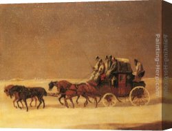 The Road to Middelharnis Canvas Paintings - The Derby and London Royal Mail on the Open Road in Winter by Henry Alken
