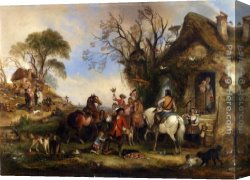 Party Canvas Paintings - A Hawking Party by Henry Andrews