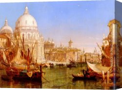 Salute Canvas Paintings - A View Along The Grand Canal With Santa Maria Della Salute by Henry Courtney Selous