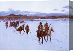 Departure Canvas Paintings - Departure for the Buffalo Hunt by Henry Farny
