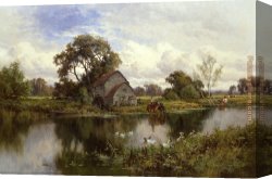Cottage,rainbow,mill Canvas Paintings - By the Mill by Henry H. Parker