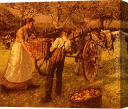 Orchard Canvas Paintings - A Sussex Orchard by Henry Herbert La Thangue