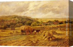 Harvest Canvas Paintings - Harvest Time, Lambourne, Berks by Henry Hillier Parker