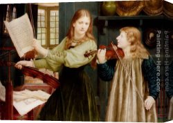 A Duet Canvas Paintings - The Duet, Portrait Of Alexandra, Daughter Of Rev. G. Kitchin And Winifrid, Daughter Of The Painter by Henry Holiday