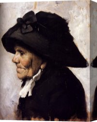 Jean-jules-antoine Canvas Paintings - Study Of The Head Of An Old Woman by Henry Jules Jean Geoffroy