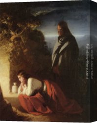 Lejeune Canvas Paintings - Mary Magdalen at the Sepulchre by Henry Lejeune