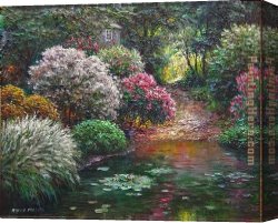 Count Henry I of Nassau with His Bride Canvas Paintings - Garden Pond by Henry Peeters