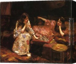 An Interesting Game Canvas Paintings - Repose, A Game of Chess by Henry Siddons Mowbray