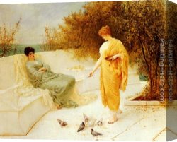 Feeding Canvas Paintings - Feeding Doves by Henry Thomas Schafer