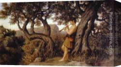 Boy Playing Flute Canvas Paintings - A Shepherd Playing Flute by Henryk Hector Siemiradzki