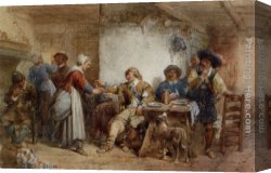 Merry Canvas Paintings - A Merry Company in an Interior by Herman Frederik Carel ten Kate