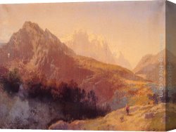 Herzog Canvas Paintings - In the Alps by Herman Herzog