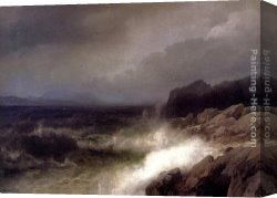 Herzog Canvas Paintings - Maine Coast Near Bar Harbor by Herman Herzog