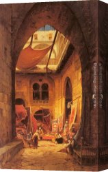 Carpet Canvas Paintings - Arab Carpet Merchants by Hermann David Solomon Corrodi