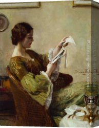 Reading a Book Canvas Paintings - Young Woman Reading by Hermann Jean Joseph Richir