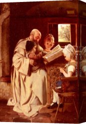 Reading a Book Canvas Paintings - Reading The Bible by Hermann Kaulbach