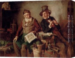 Kern Canvas Paintings - Discussing The News by Hermann Kern