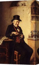 Kern Canvas Paintings - The Thirsty Reader by Hermann Kern
