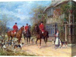 Halt of The Brigands Canvas Paintings - A Halt at the Inn by Heywood Hardy