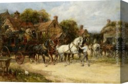 Hardy Canvas Paintings - Changing Horses by Heywood Hardy
