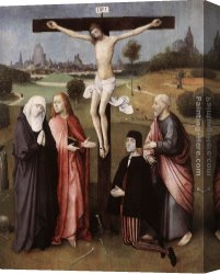 Donors Canvas Paintings - Crucifixion with a Donor by Hieronymus Bosch