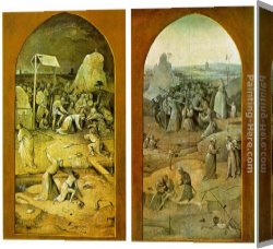 Temptation Canvas Paintings - Temptation of St. Anthony, outer wings of the triptych by Hieronymus Bosch