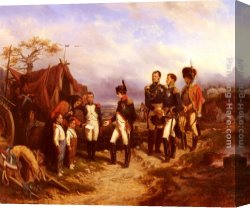 Petit Canvas Paintings - Napoleon Et Le Petit Messager by Hippolyte Bellange