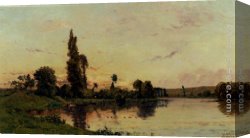 A Picnic on The Riverbank Canvas Paintings - Washerwomen On A Riverbank by Hippolyte Camille Delpy