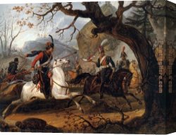 Battle Canvas Paintings - Napoleonic battle in the Alps by Horace Vernet