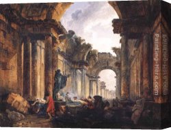 Design for The Grande Galerie in The Louvre Canvas Paintings - Imaginary View of the Grande Galerie in the Louvre in Ruins by Hubert Robert