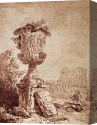 Hubert Robert Canvas Paintings - The Draughtsman of the Borghese Vase by Hubert Robert