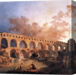 Hubert Robert Canvas Paintings - The Pont du Gard by Hubert Robert