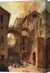 Hubert Robert Canvas Paintings - Washerwomen by Hubert Robert