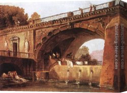 Hubert Robert Canvas Paintings - Washerwomen below a Bridge by Hubert Robert