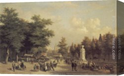 Hove Canvas Paintings - A View of Amsterdam Market by Hubertus van Hove