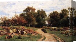 Hugh Bolton Jones Road to The Farm Canvas Paintings - A Country Path in Summer by Hugh Bolton Jones