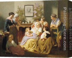 Merle Canvas Paintings - Grandmother&rsquo;s Story by Hughes Merle