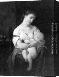 Merle Canvas Paintings - Mother and Child by Hughes Merle