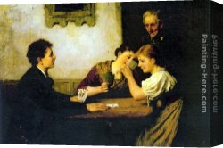 An Interesting Game Canvas Paintings - The Card Game by Hugo Oehmichen